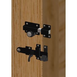 FG Double Locking Rim Throw Lock for 70mm Gate Black Plus Suffolk Latch