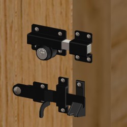 FG Double Locking Rim Throw Lock for 50mm Gate Black plus Suffolk Latch